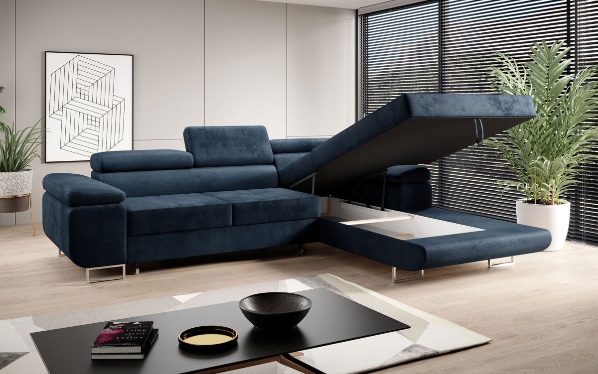 Designer Sofa Alonzo mit Schlaf- und Klappfunktion (Samt) - Luxusbetten24