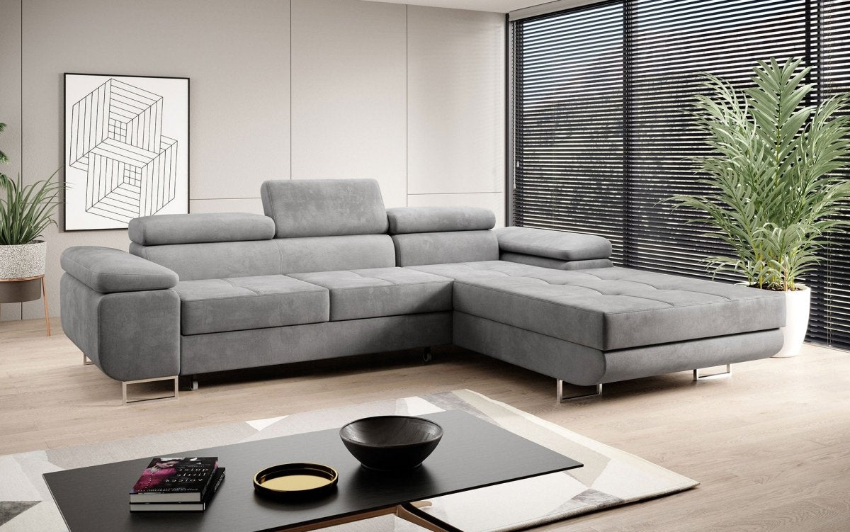 Designer Sofa Alonzo mit Schlaf- und Klappfunktion (Samt) - Luxusbetten24