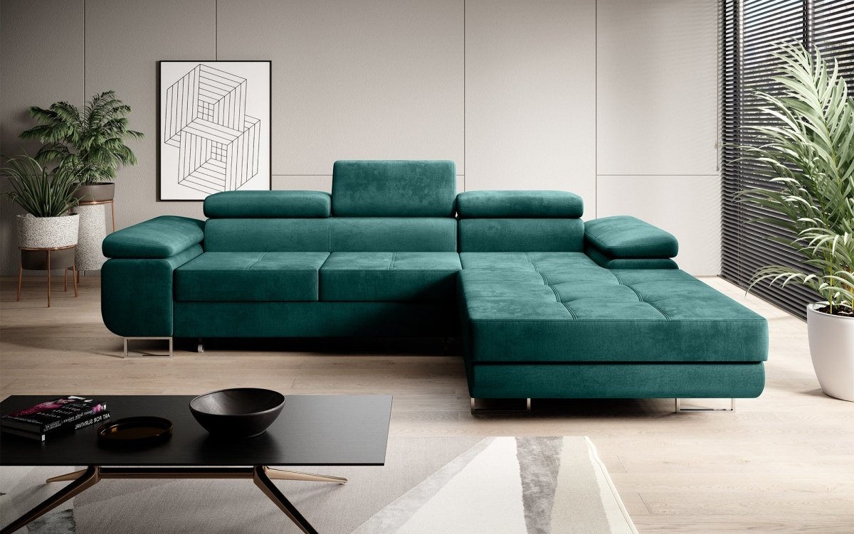 Designer Sofa Alonzo mit Schlaf- und Klappfunktion (Samt) - Luxusbetten24