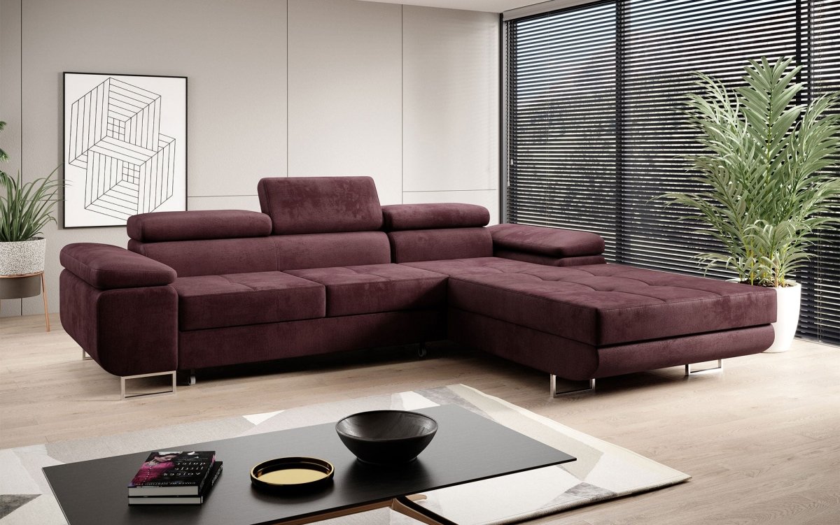 Designer Sofa Alonzo mit Schlaf- und Klappfunktion (Samt) - Luxusbetten24