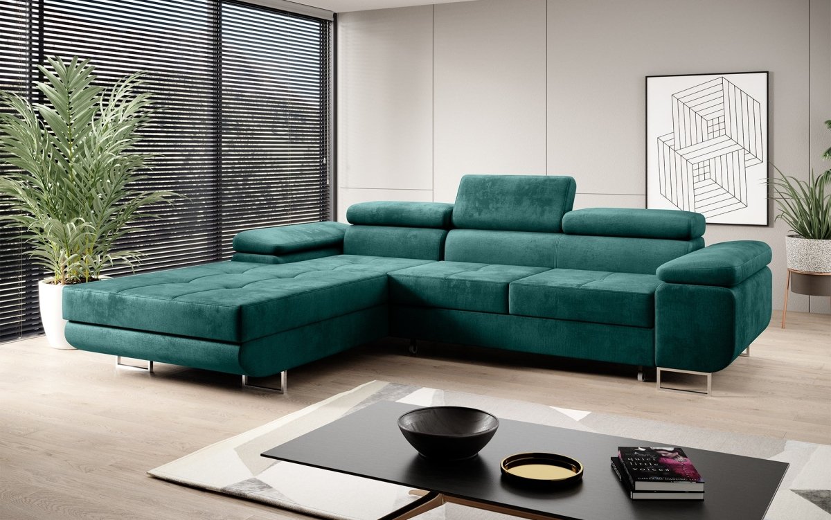 Designer Sofa Alonzo mit Schlaf- und Klappfunktion (Samt) - Luxusbetten24