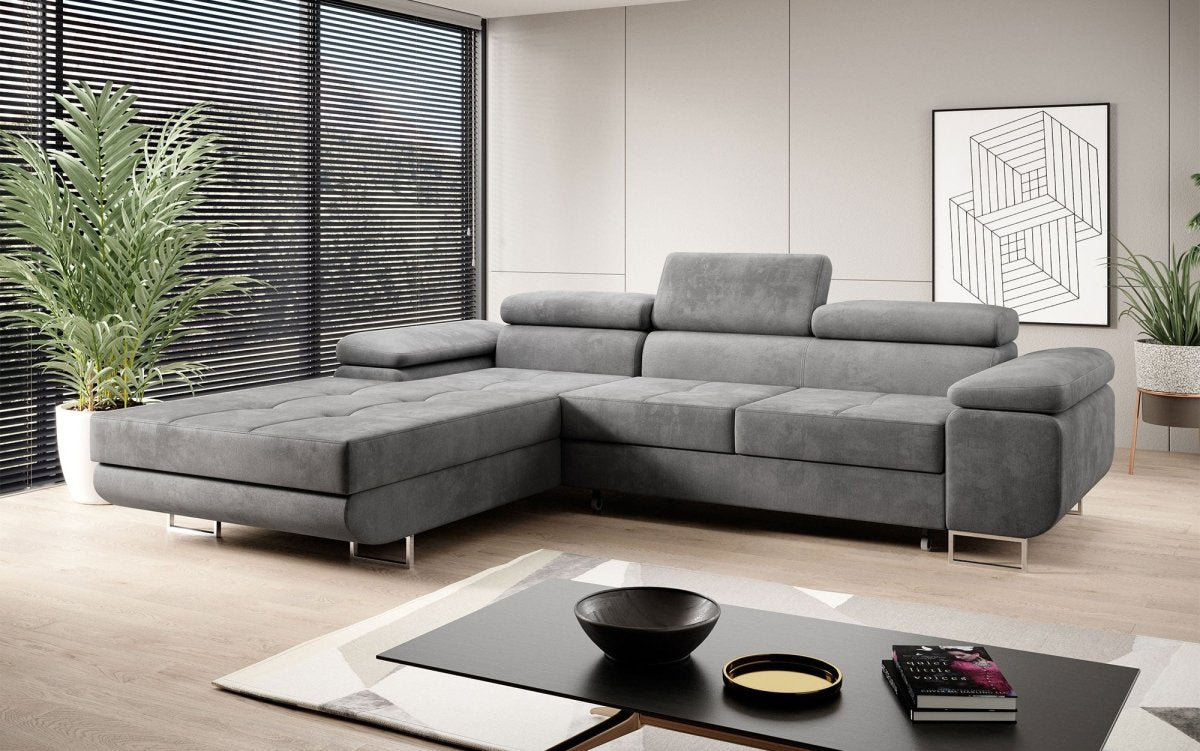 Designer Sofa Alonzo mit Schlaf- und Klappfunktion (Samt) - Luxusbetten24