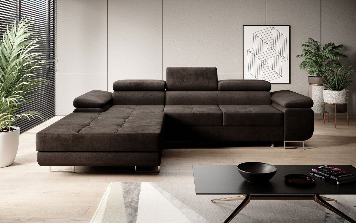 Designer Sofa Alonzo mit Schlaf- und Klappfunktion (Samt) - Luxusbetten24