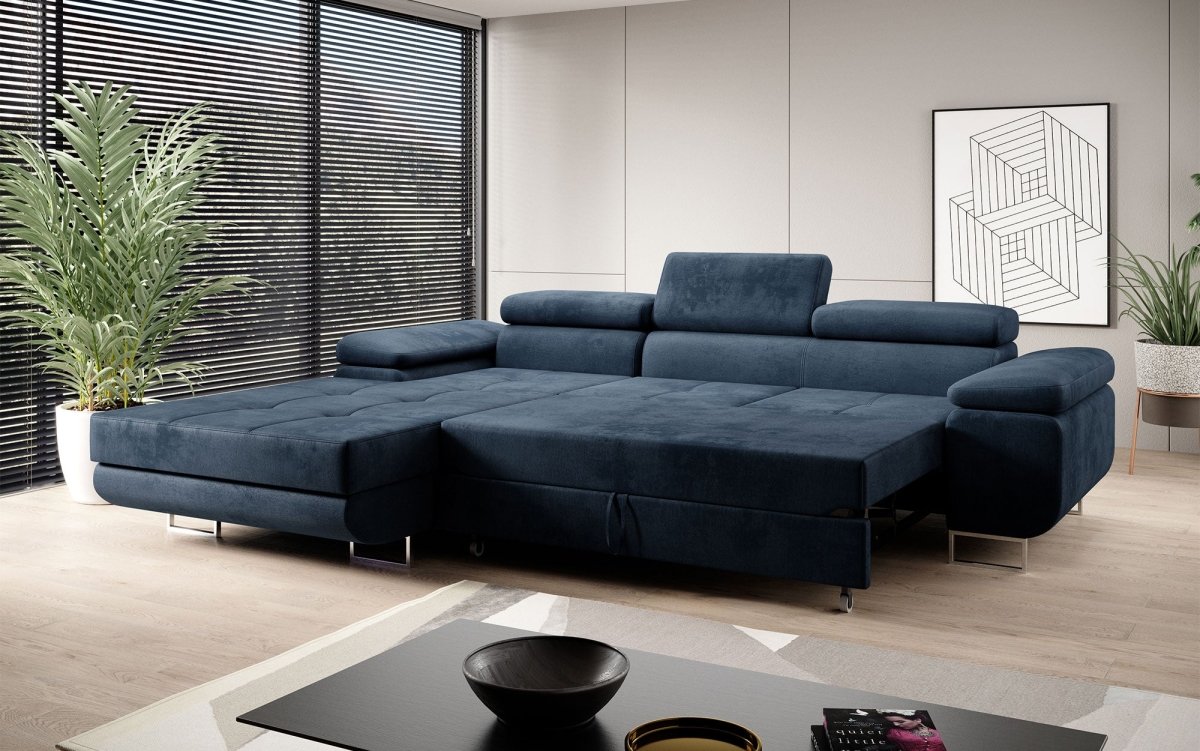 Designer Sofa Alonzo mit Schlaf- und Klappfunktion (Samt) - Luxusbetten24