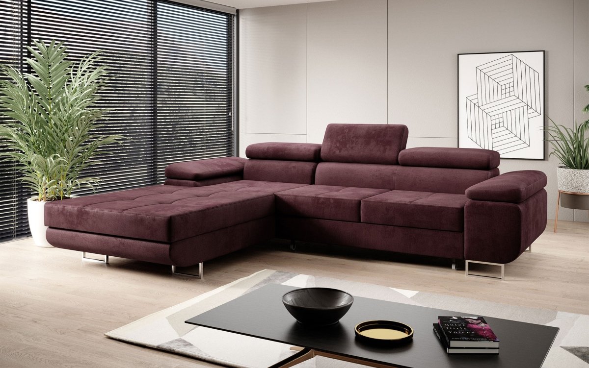 Designer Sofa Alonzo mit Schlaf- und Klappfunktion (Samt) - Luxusbetten24