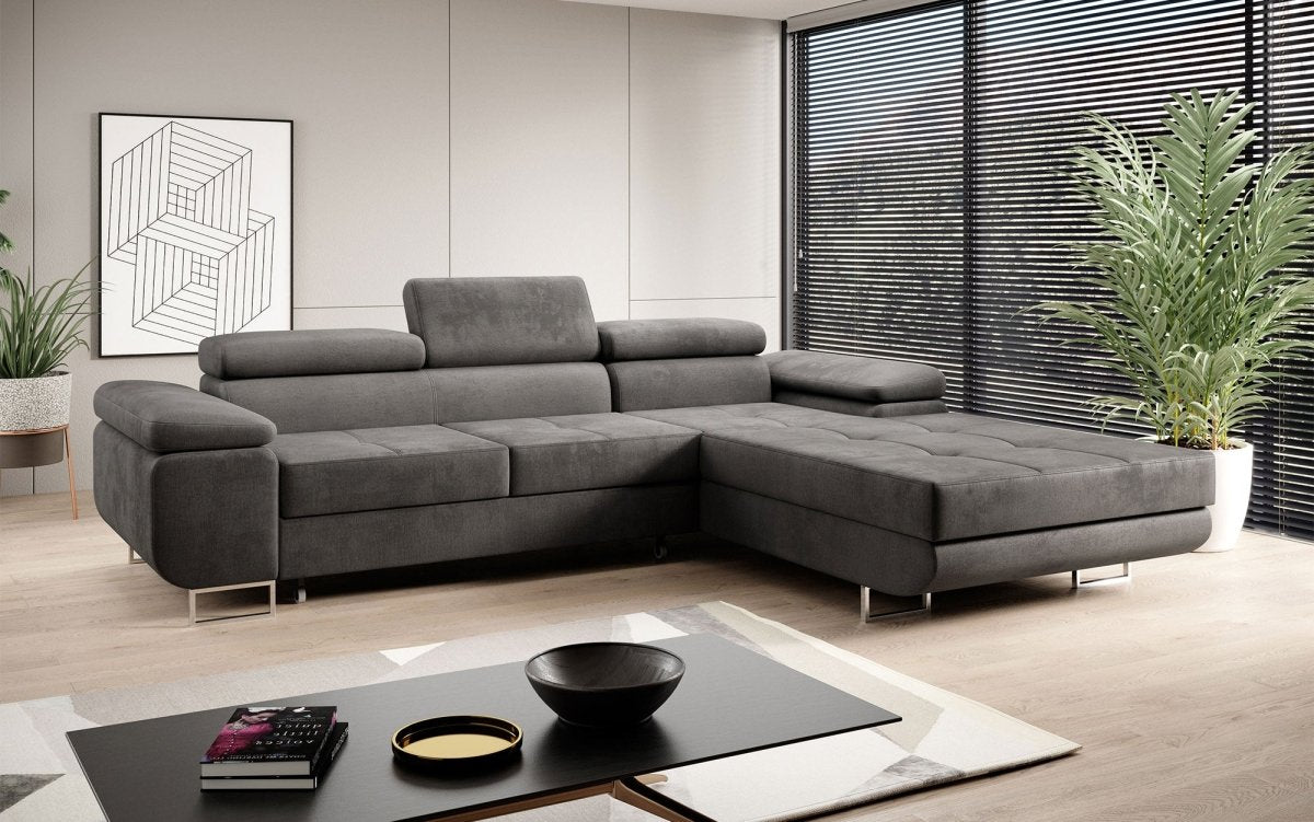 Designer Sofa Alonzo mit Schlaf- und Klappfunktion (Samt) - Luxusbetten24