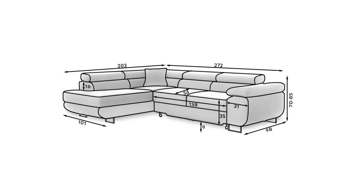 Designer Sofa Anila mit Schlaf- und Klappfunktion - Luxusbetten24