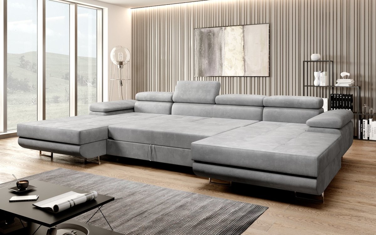 Designer Sofa Calvera U mit mit Schlaf- und Klappfunktion - Luxusbetten24