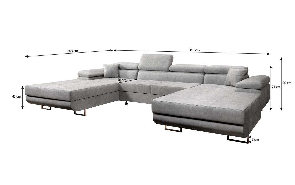 Designer Sofa Calvera U mit mit Schlaf- und Klappfunktion - Luxusbetten24