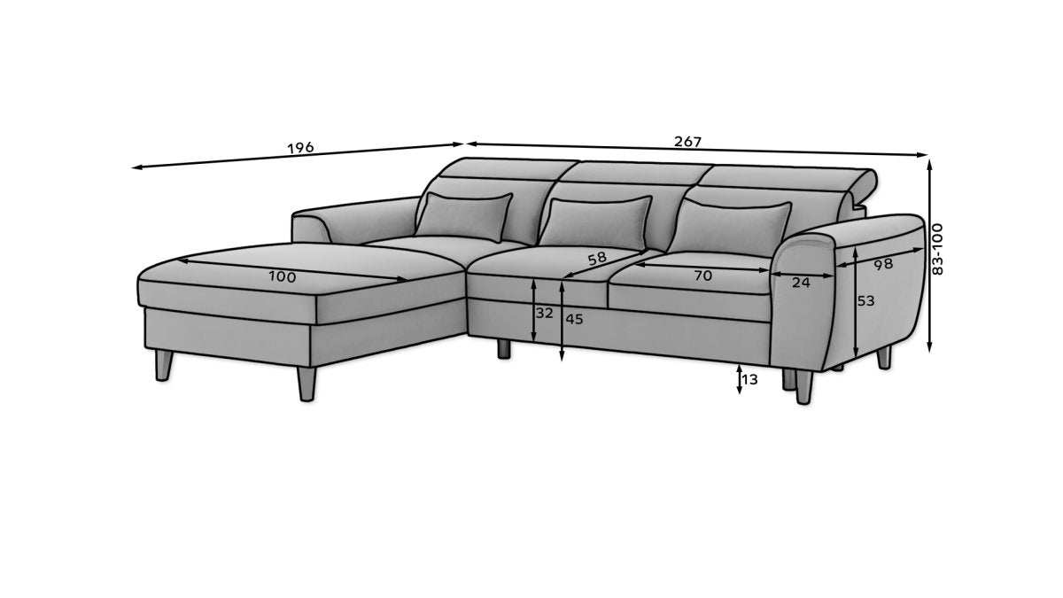 Designer Sofa Forino mit Schlaf- und Klappfunktion - Luxusbetten24