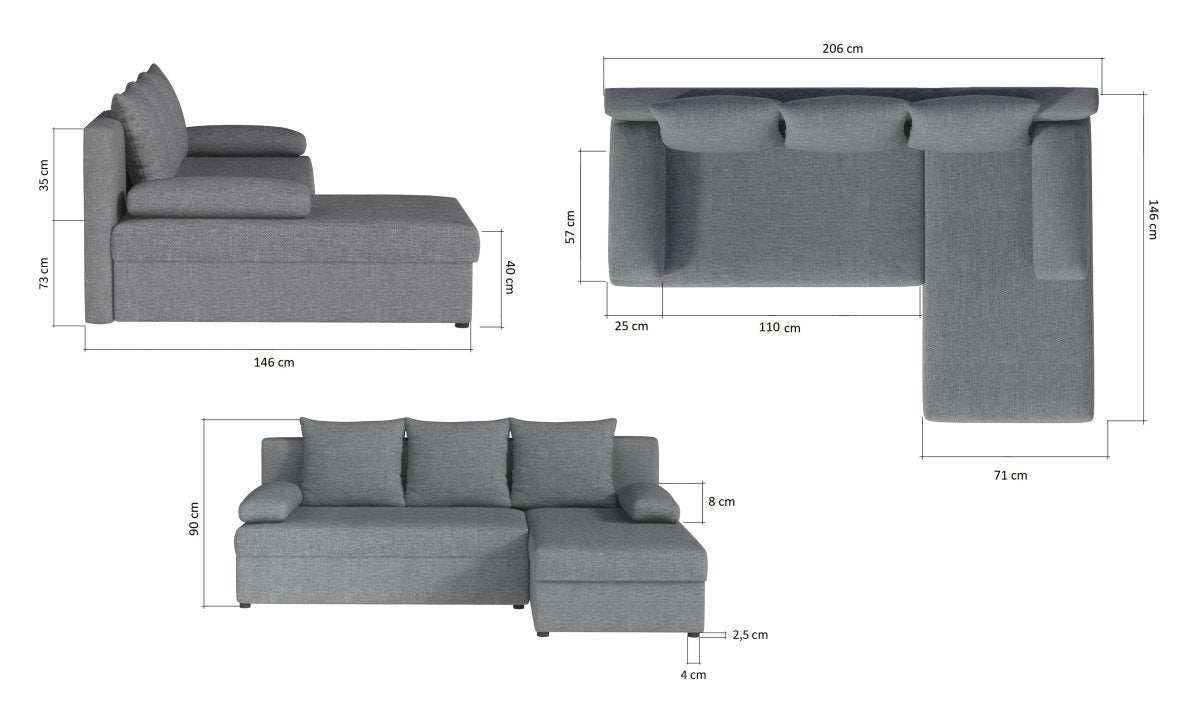 Designer Sofa Gino mit Stauraum und Schlaffunktion - Luxusbetten24