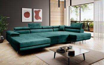 Designer Sofa Lago mit Schlaf - und Klappfunktion (Samt) - Luxusbetten24