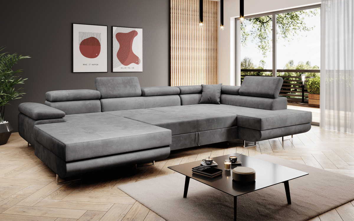 Designer Sofa Lago mit Schlaf - und Klappfunktion (Samt) - Luxusbetten24