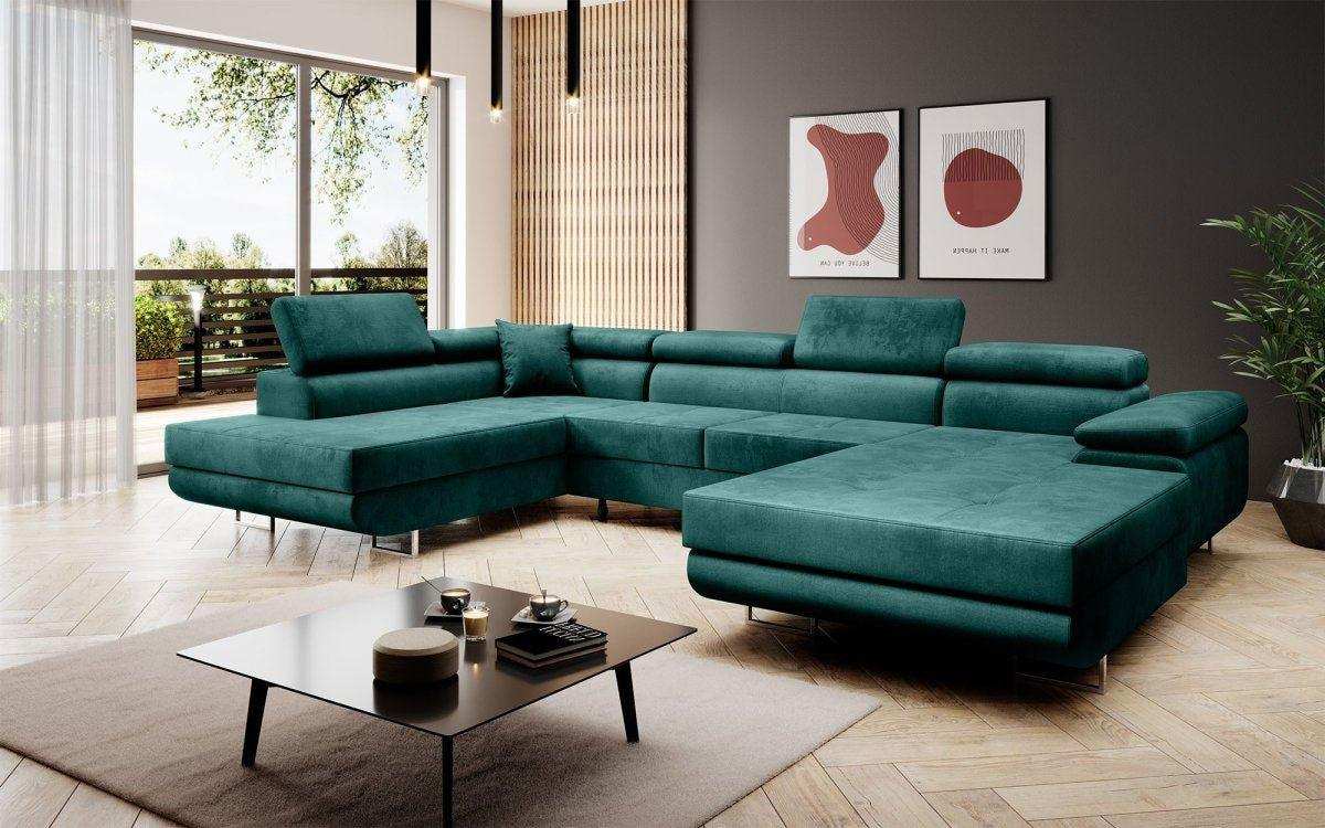 Designer Sofa Lago mit Schlaf - und Klappfunktion (Samt) - Luxusbetten24