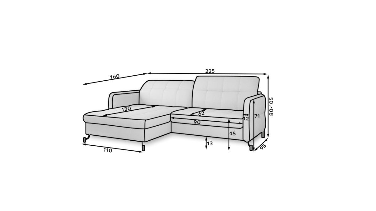 Designer Sofa Loria mit Schlaf- und Klappfunktion - Luxusbetten24