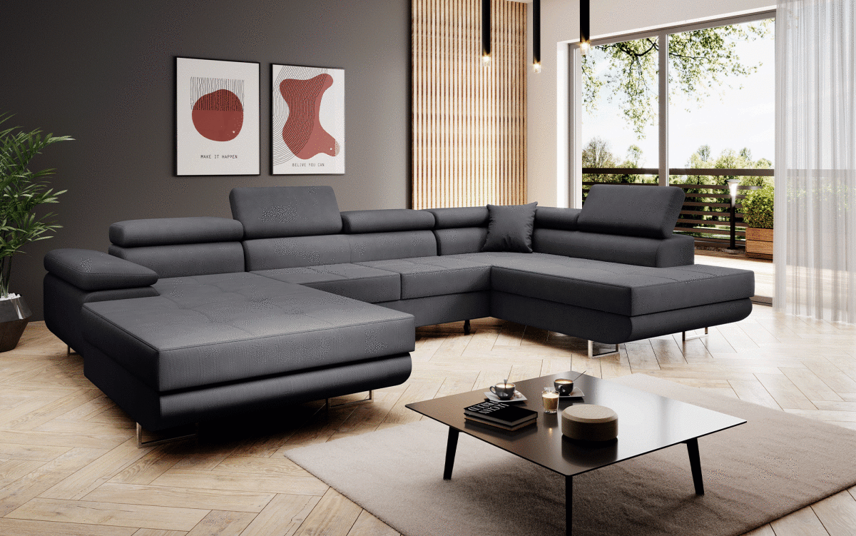 Designer Sofa Matera mit Schlaf - und Klappfunktion (Stoff) - Luxusbetten24