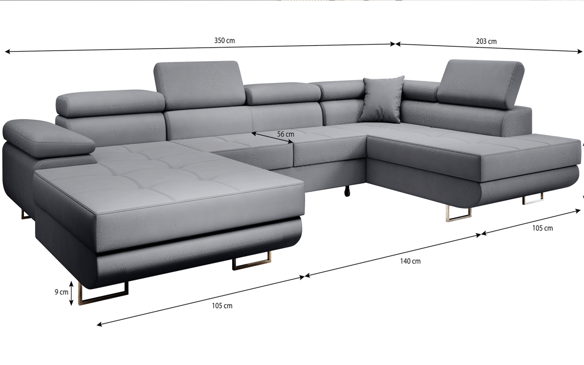 Designer Sofa Matera mit Schlaf - und Klappfunktion (Stoff) - Luxusbetten24