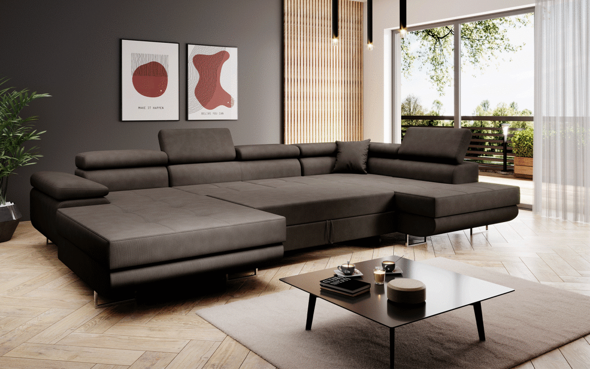 Designer Sofa Matera mit Schlaf - und Klappfunktion (Stoff) - Luxusbetten24