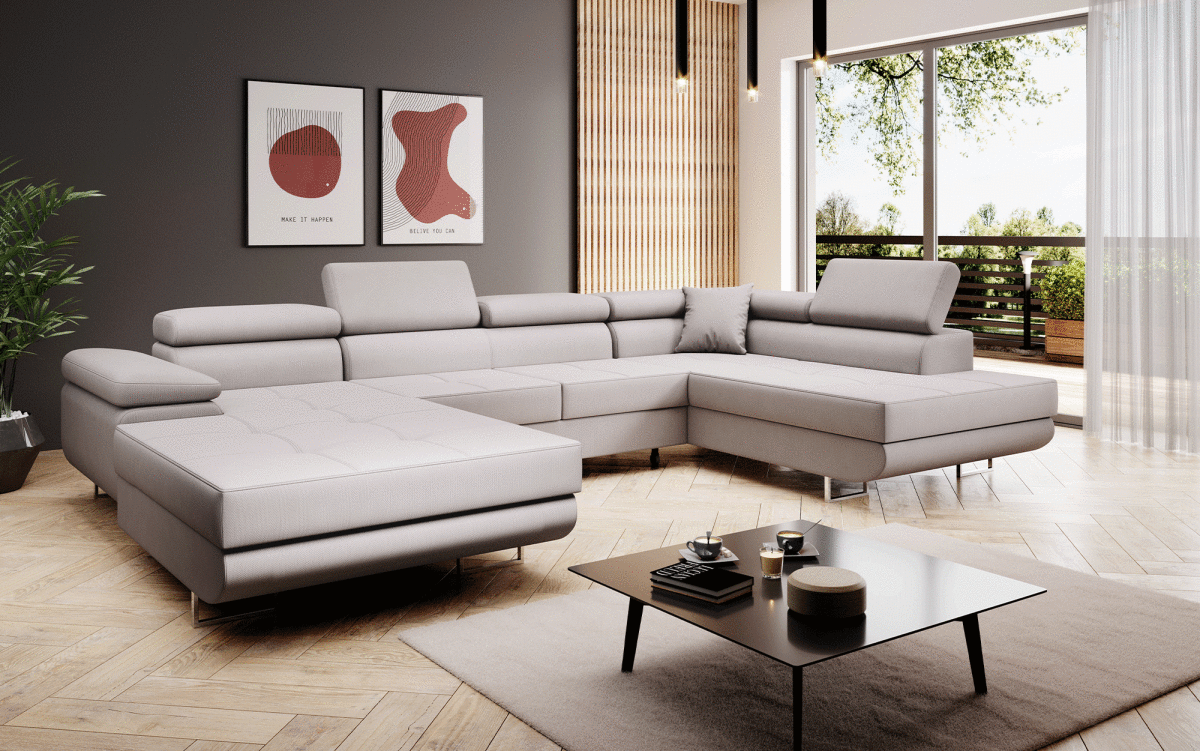 Designer Sofa Matera mit Schlaf - und Klappfunktion (Stoff) - Luxusbetten24