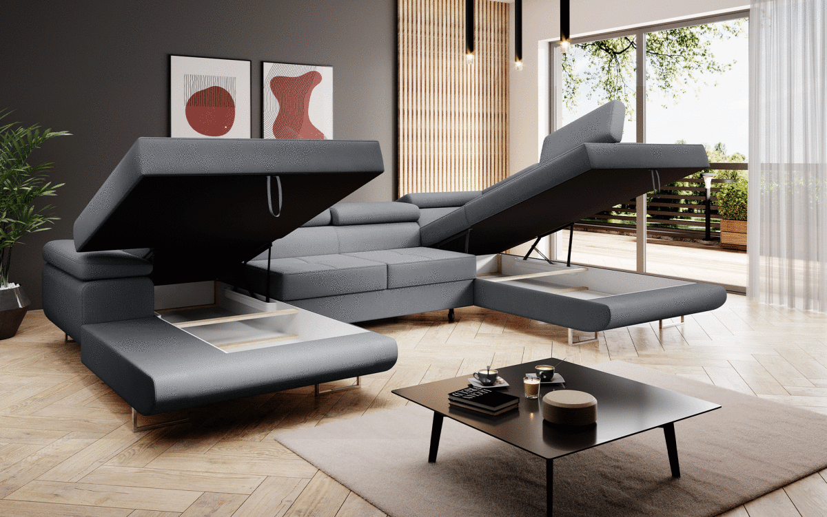 Designer Sofa Matera mit Schlaf - und Klappfunktion (Stoff) - Luxusbetten24