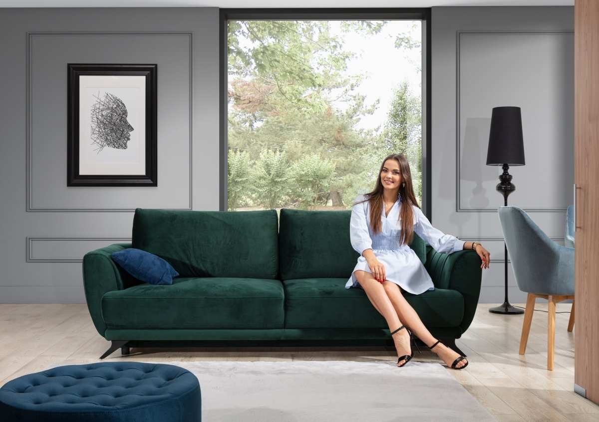 Designer Sofa Megan mit Schlaffunktion und Stauraum - Luxusbetten24