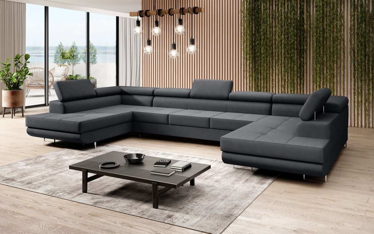 Designer Sofa Positano mit Schlaf- und Klappfunktion (Stoff) - Luxusbetten24