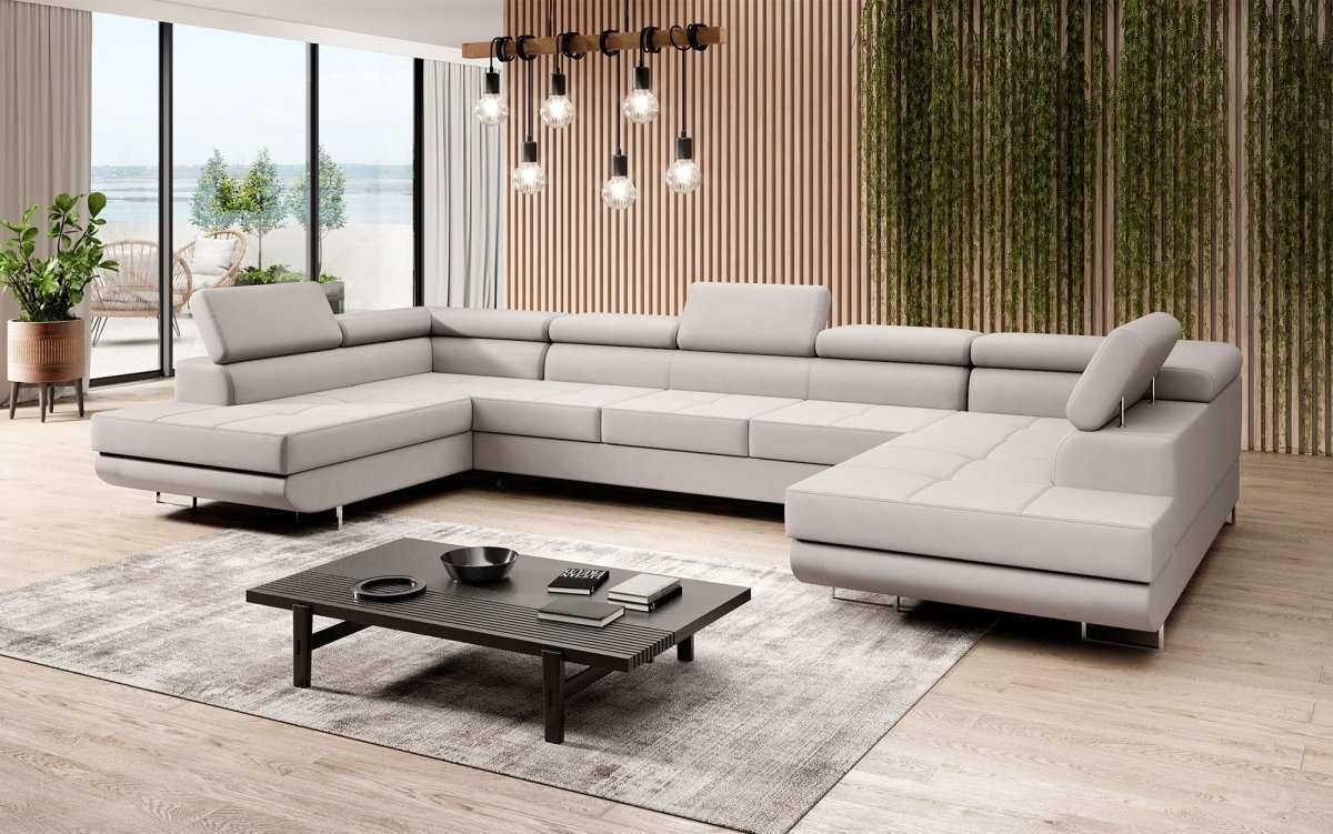 Designer Sofa Positano mit Schlaf- und Klappfunktion (Stoff) - Luxusbetten24