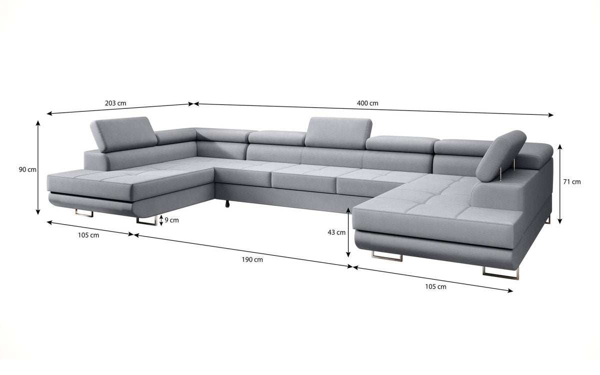 Designer Sofa Positano mit Schlaf- und Klappfunktion (Stoff) - Luxusbetten24