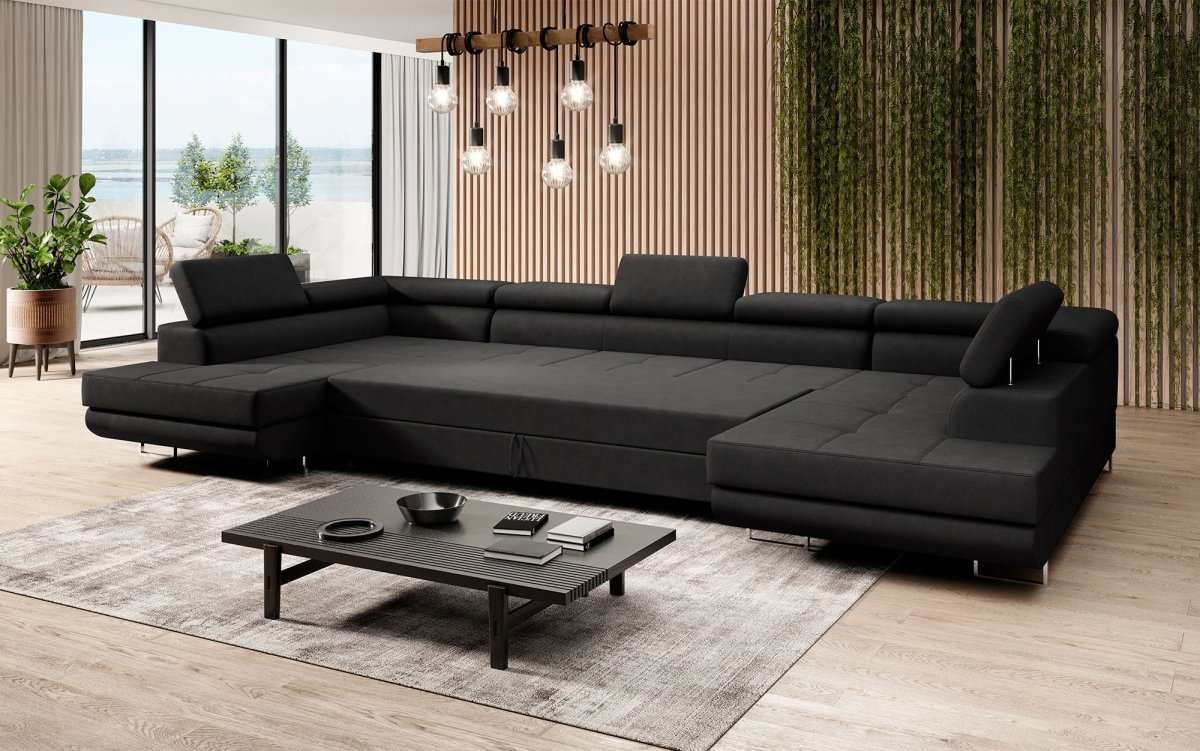 Designer Sofa Positano mit Schlaf- und Klappfunktion (Stoff) - Luxusbetten24