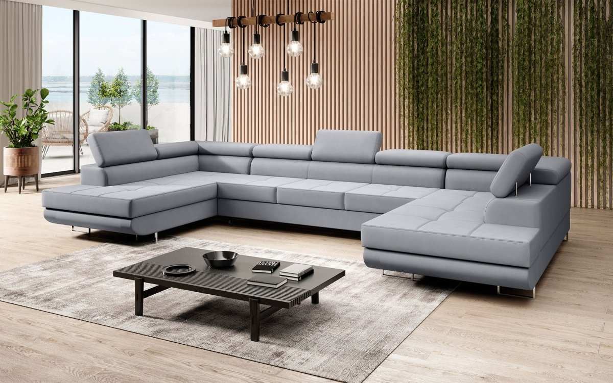 Designer Sofa Positano mit Schlaf- und Klappfunktion (Stoff) - Luxusbetten24