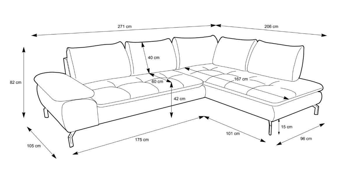 Designer Sofa Verila L mit Schlaf- und Klappfunktion - Luxusbetten24