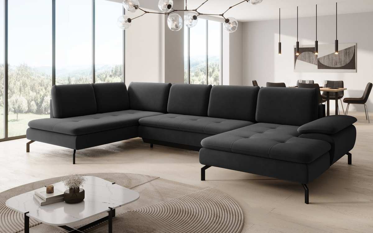 Designer Sofa Verila U mit Schlaf- und Klappfunktion - Luxusbetten24