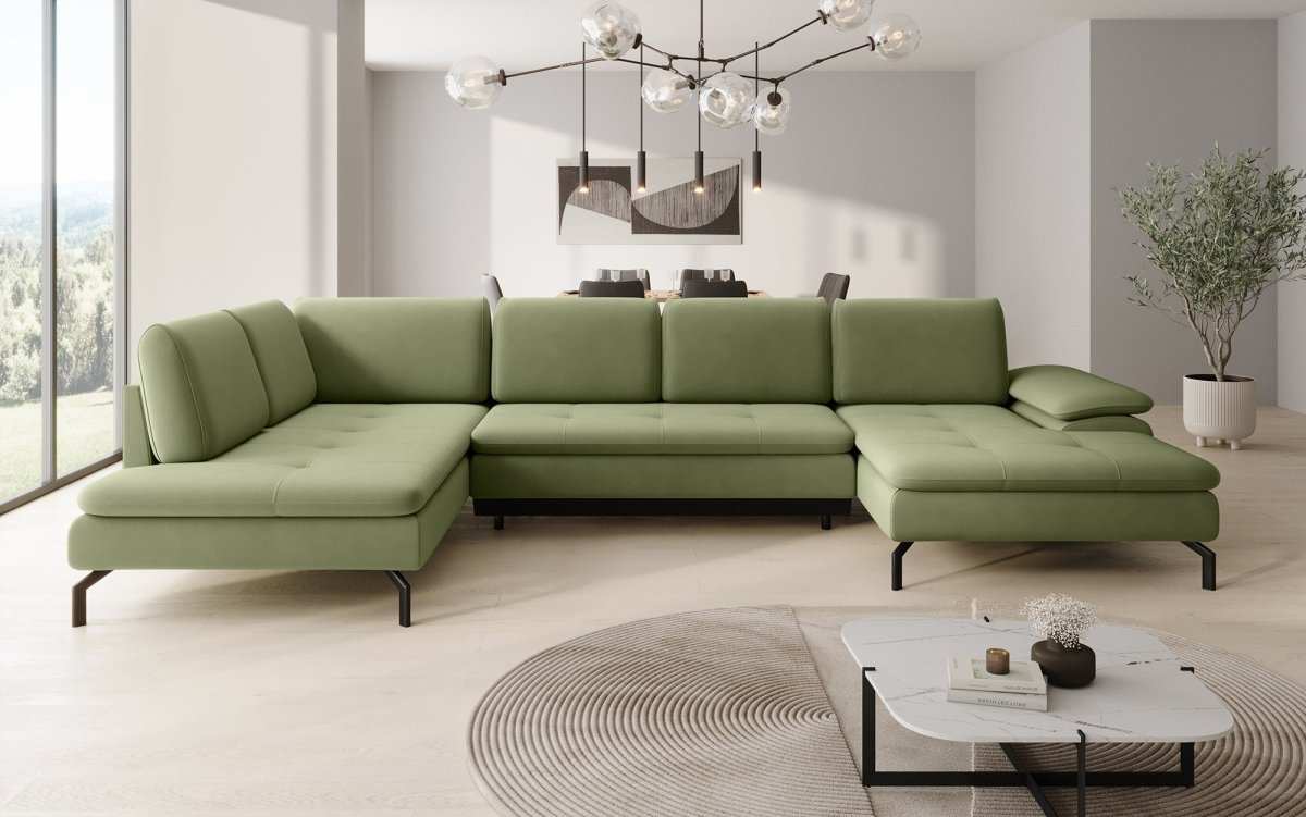 Designer Sofa Verila U mit Schlaf- und Klappfunktion - Luxusbetten24