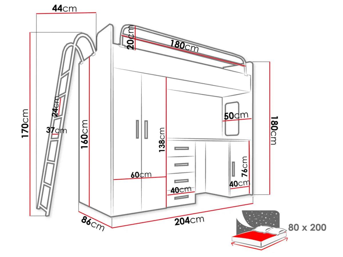 Kinderhochbett Study - Luxusbetten24