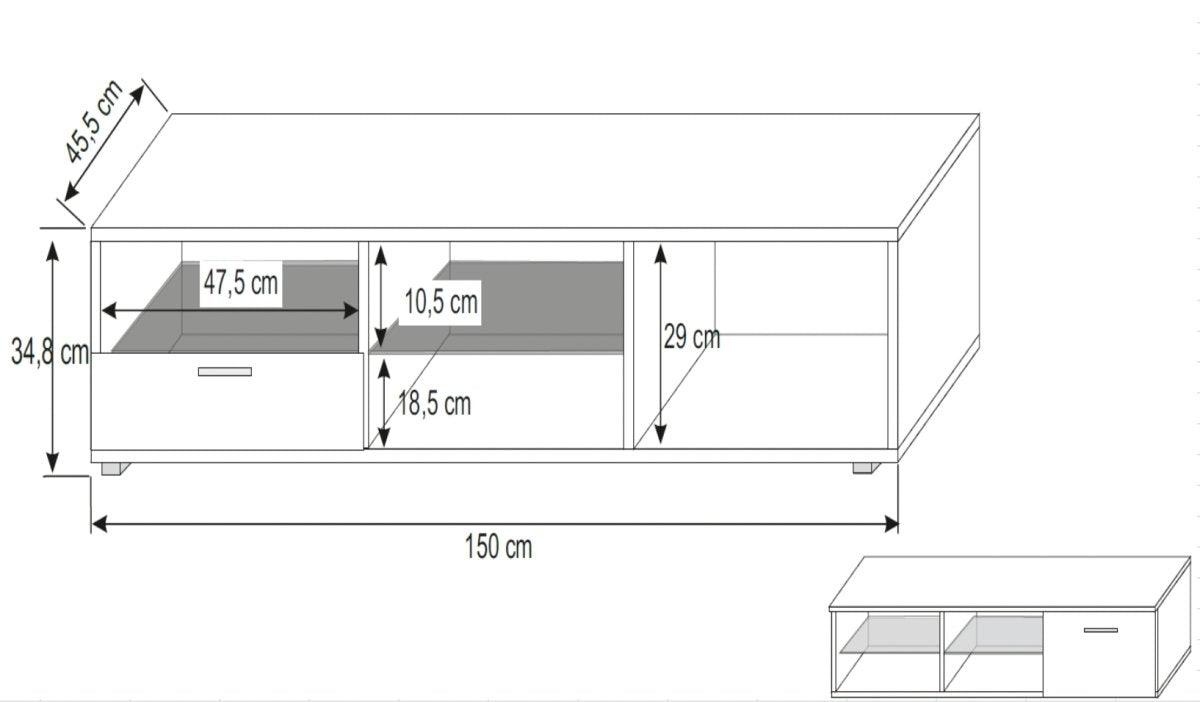 TV-Lowboard Bright mit LED - Luxusbetten24